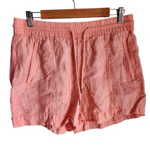 Athleta Shorts 10 Pink Coral Women's Retreat Linen Short 4" Inseam Pockets